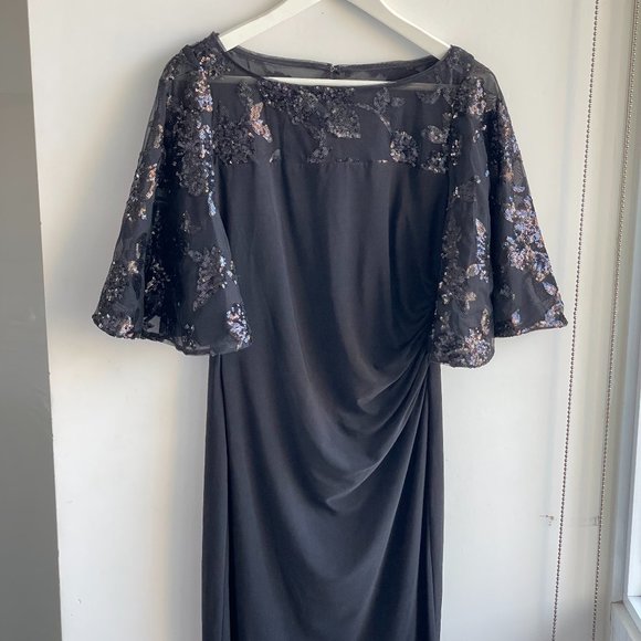 Ralph Lauren black sequin dress with bat wing sleeves - Picture 8 of 8